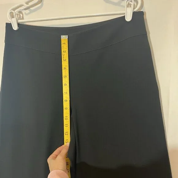 St. John Women’s Wide Leg Dress Pants Size 12 Black High Rise Zipper - Picture 6 of 12